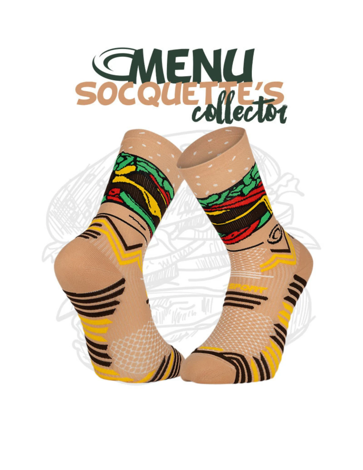 Chaussettes De Running BV Sport Trail Ultra Collector "Nutri" Burger 4 Chaussettes De Running BV Sport Trail Ultra Collector "Nutri" Burger – Image 4