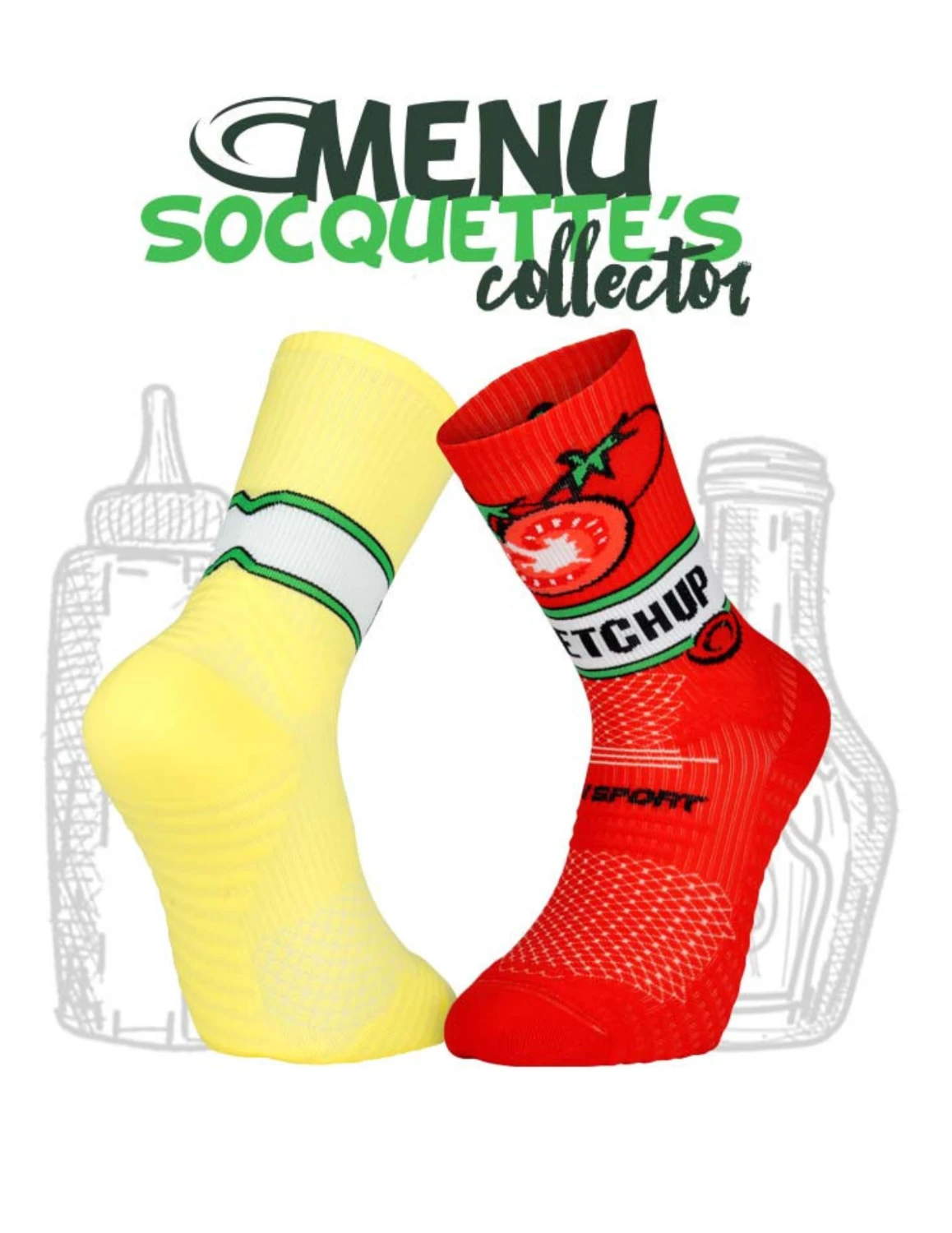 Chaussettes De Running BV Sport Trail Ultra Collector "Nutri" Ketchup-Mayo 4 Chaussettes De Running BV Sport Trail Ultra Collector "Nutri" Ketchup-Mayo – Image 4