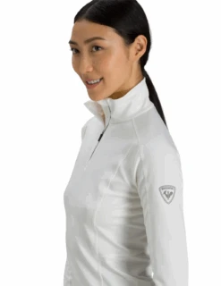 Sous-vêtement Rossignol 1/2 Zip Classique Manches Longues Femme -Équipement De Plein Air Sous Pull Rossignol Classique Femme Blanc vue ecusson 1