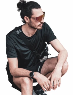 T-Shirt De Running Nosc Wild Manches Courtes Homme -Équipement De Plein Air T Shirt Running Nosc Wild Noir vue portee