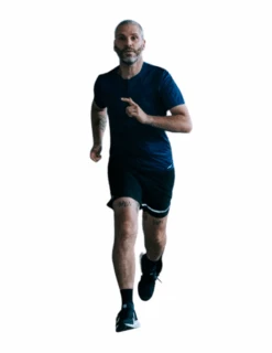 T-Shirt De Running Nosc Wild Zip Manches Courtes Homme -Équipement De Plein Air T Shirt Running Nosc Wild Zip Bleu vue portee