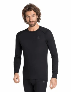 Sous-vêtement Odlo Active Warm Eco Manches Longues Col Rond Homme -Équipement De Plein Air T Shirt Techique Odlo Active Warm Eco Homme Noir vue porte face