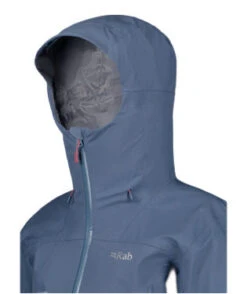Veste Imperméable Rab Arc Eco Femme -Équipement De Plein Air Veste Randonnee Rab ArcEco Femme Bleue vue capuche