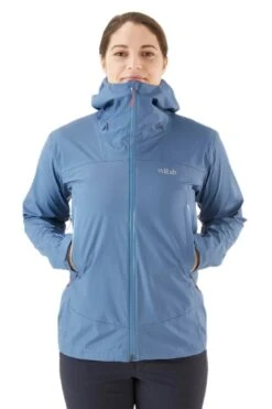 Veste Imperméable Rab Arc Eco Femme -Équipement De Plein Air Veste Randonnee Rab ArcEco Femme Bleue vue portee