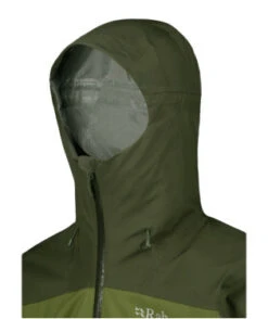 Veste Imperméable Rab Arc Eco Homme -Équipement De Plein Air Veste Randonnee Rab ArcEco Homme Kaki vue capuche