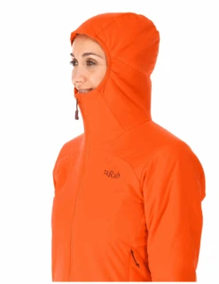 Veste Thermique Rab Xenair Alpine Light Femme 7 Veste Thermique Rab Xenair Alpine Light Femme -Équipement De Plein Air Veste Randonnee Rab Xenair Alpine Light Femme Orange vue capuche 1